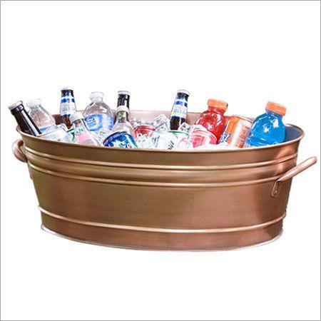 Large Copper Finish Galvanized Beverage Party Tub