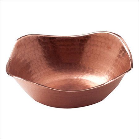 Square Copper Hammered Bowl